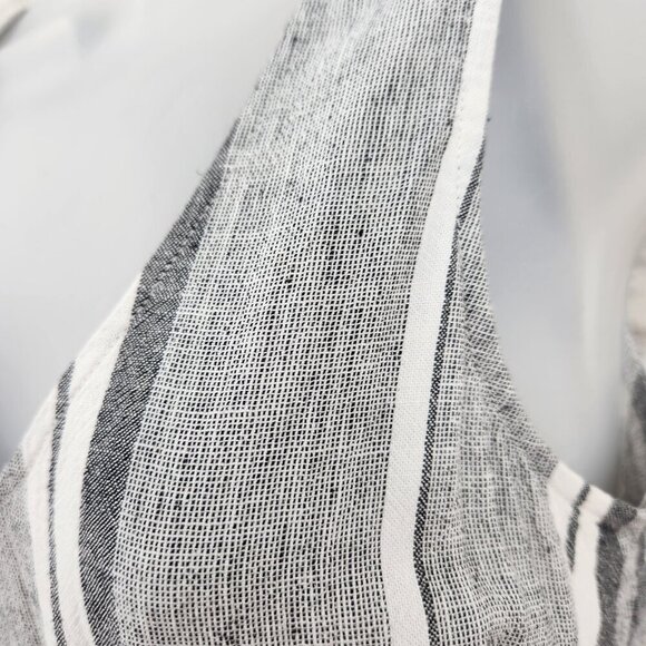 Cloth & Stone Striped Jumpsuit Wide Frayed Legs Open Back Linen Blend XS - Picture 7 of 16